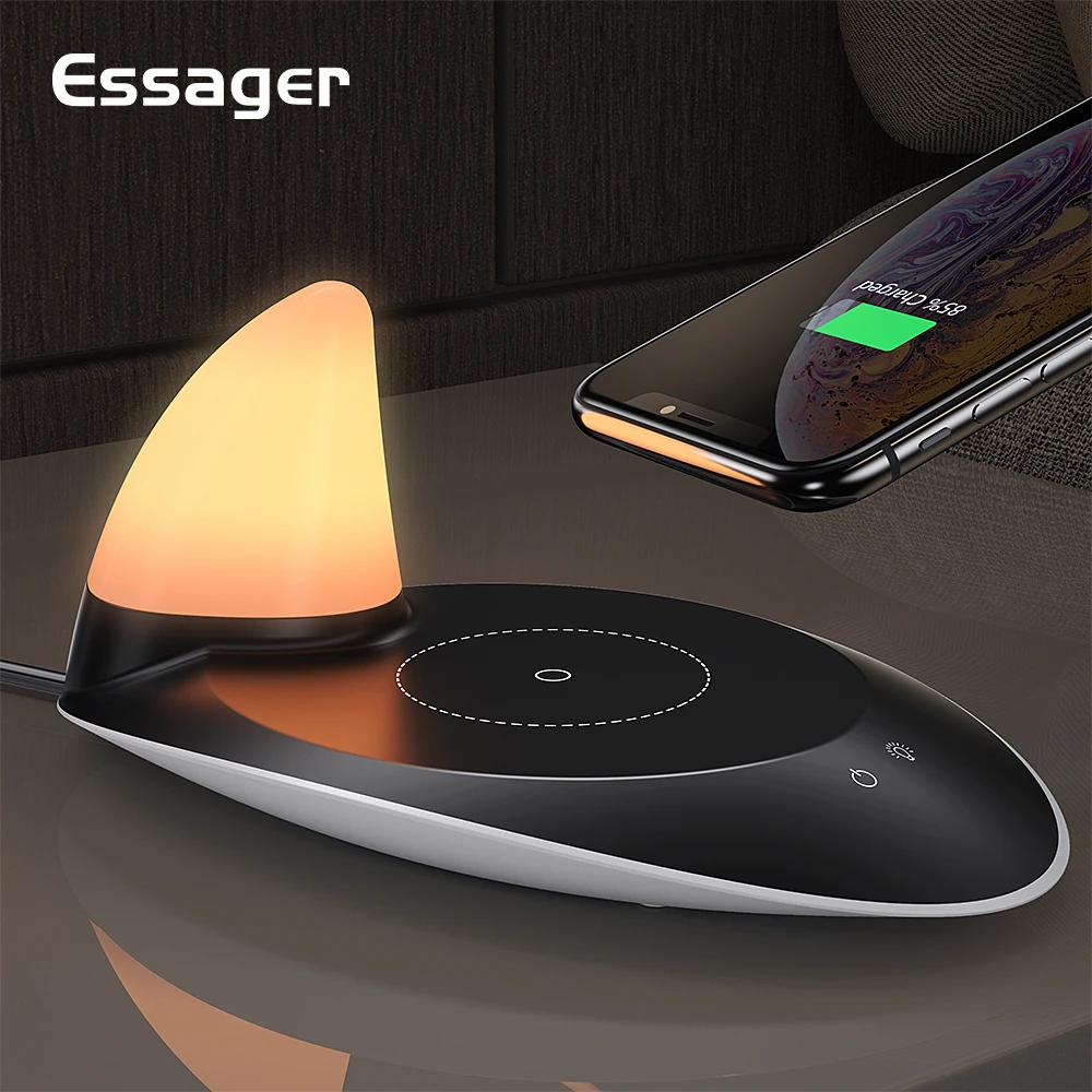 Meilleur Essager Qi chargeur sans fil lampe à LED pour iPhone X 10W chargeur rapide pour Samsung S9 Xiaomi Huawei P30 Pro support de chargeur