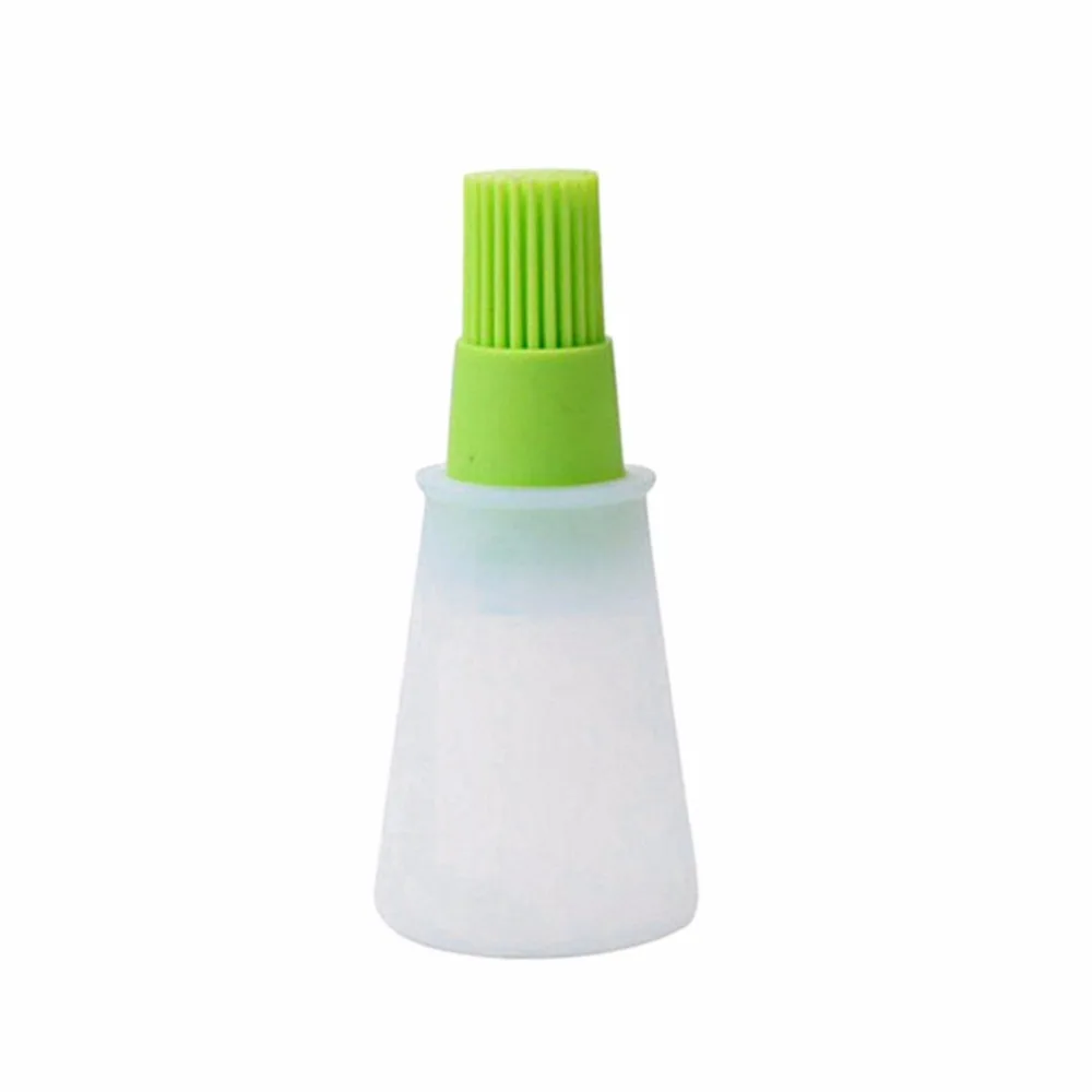 Green Silicone BBQ Cleaning Basting Oil Brush Grill Oil Bottle Brushes Tool Heat Resisting Barbecue Cooking Accessories