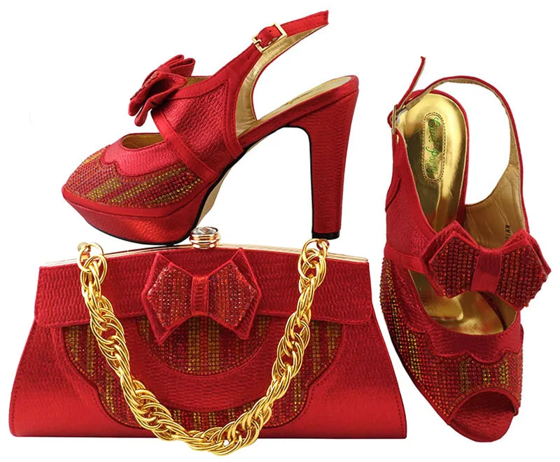 

African Women Shoes and Bag Italian Shoes and Bag Set Decorated with Rhinestine Wedding Matching Shoe and Bag MM1038