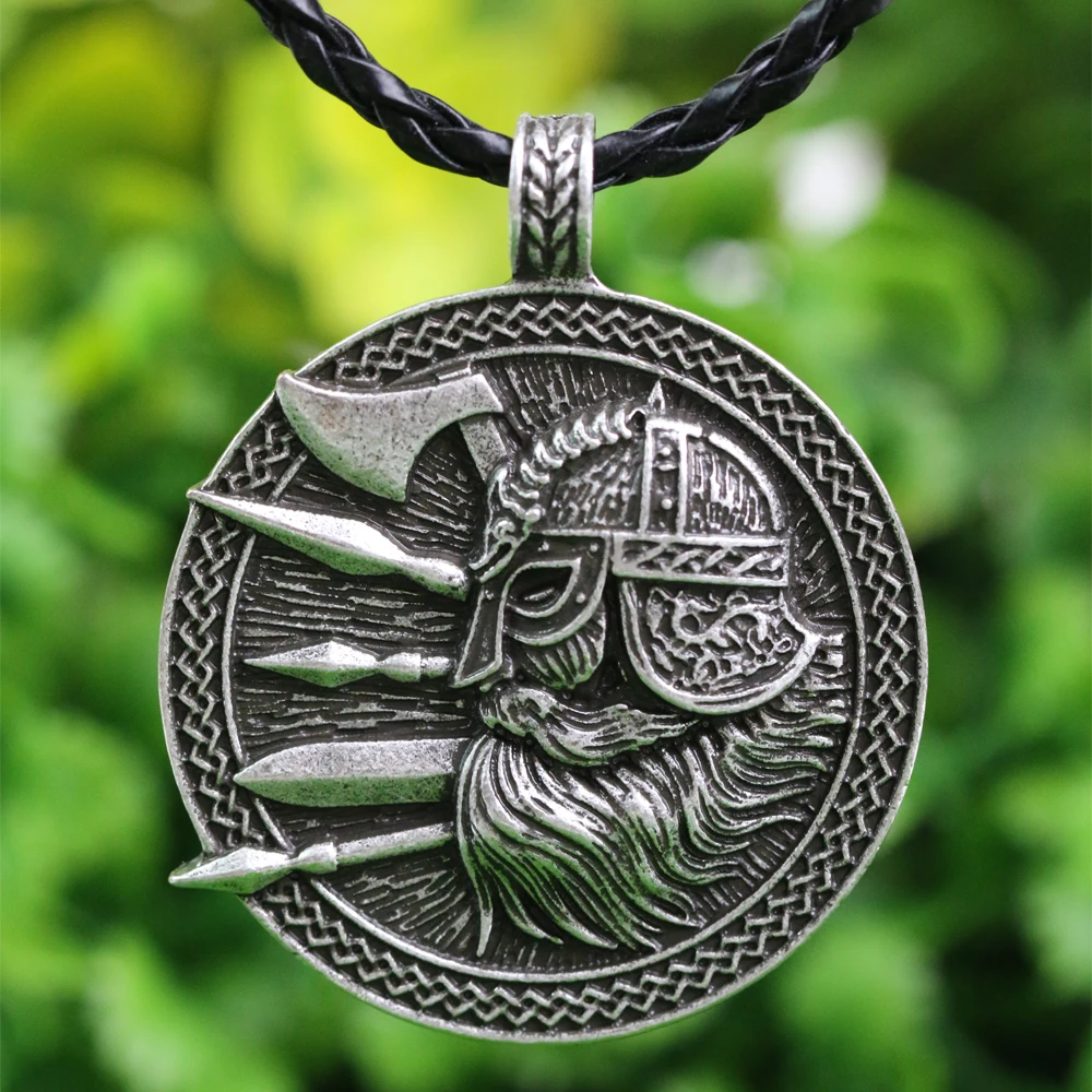 

LANGHONG 10pcs Viking Necklace Norse Viking Soilder with Sword and Axe amulet pendant Necklace