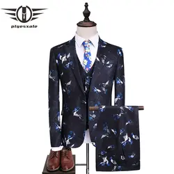 Plyesxale мужской костюм 2018 Slim Fit мужской печатных Костюмы стильный Для мужчин S Костюмы Свадебные Жених дизайнерские выпускного вечера одежда