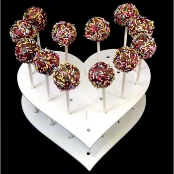 

15 Holes Acrylic White Heart Display Stand Shape Cake Lollipop Holder Children's Birthday Party Wedding Decoration Articles 1pcs