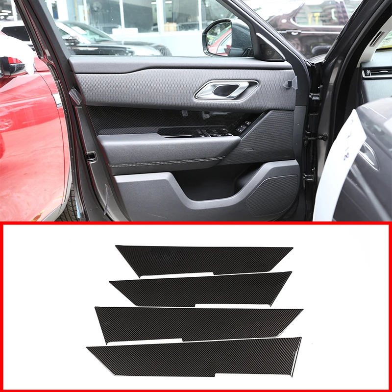 

4Pcs Carbon Fiber ABS Chrome Car Interior Door Trim Panel For Land Rover Range Rover VELAR 2017-2018 Car Accessories
