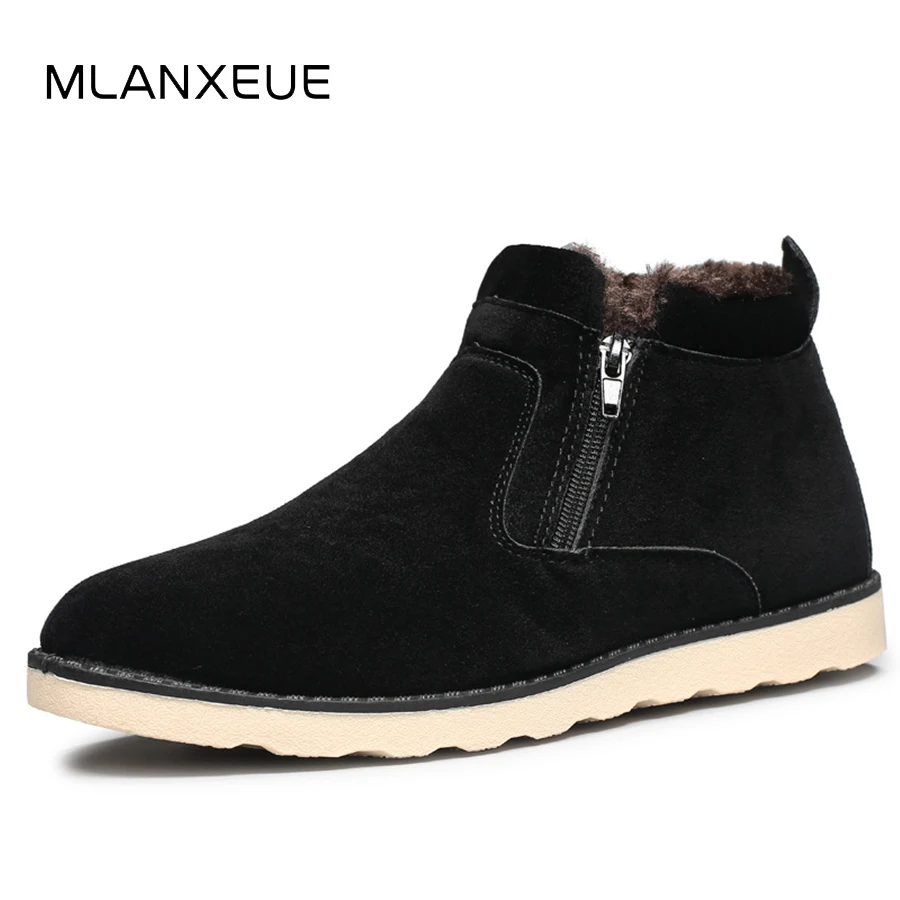 

MLANXEUE Warm Suede Men Snow Boots Plus Size Man Ankle Boots Non-slip Casual Male Cotton Shoes Men 2018 Winter Man Boots Shoes