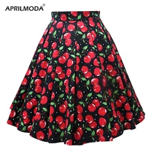 Костюмы в стиле ретро Винтаж Для женщин юбка летнее Вишня с цветочным принтом 50s Готический взлетно-посадочной полосы юбка в стиле "Лолита" Стиль панк Повседневное качели юбки