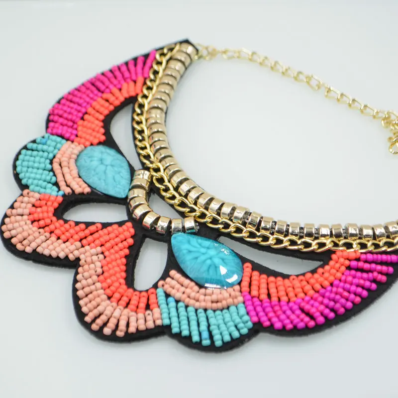 New handmade Embroidery Collar trendy Ethnic Collares Colorful Beadwork