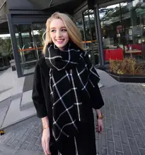 2015 195CM 80CM New Lady Women Blanket black white Plaid Cozy Checked font b Tartan b