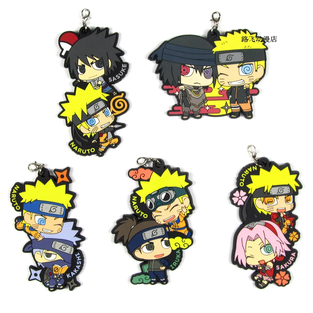 Аниме Модель Наруто фигурку резиновый брелок Uzumaki Uchiha Sasuke Haruno Sakura Umino Iruka кулон