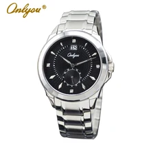 Onlyou Brand Luxury Watch Women Men Business Quartz Watch With Diamond and Date Steel Watchband Ladies Dress Watch Clock 6922