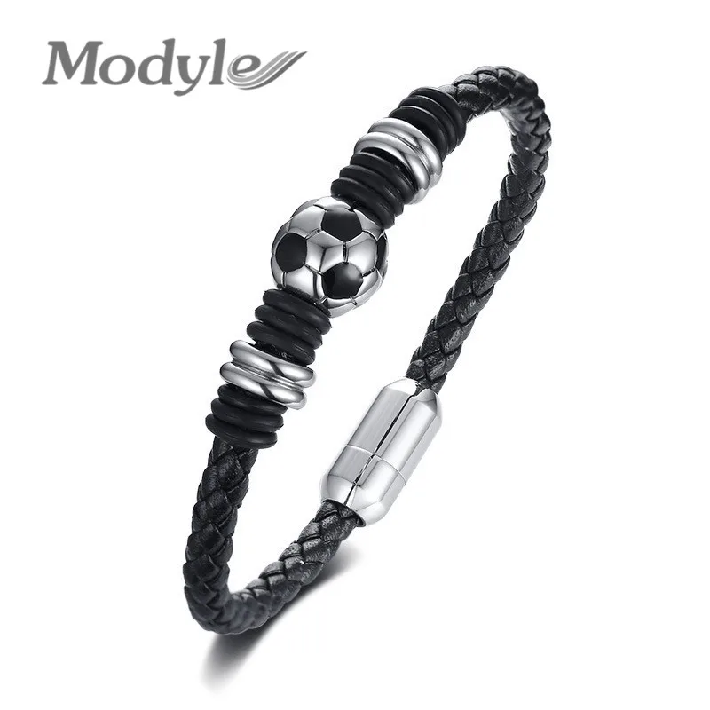 Bracelet Men Football Leather Football Soccer Charm Bracelet Men