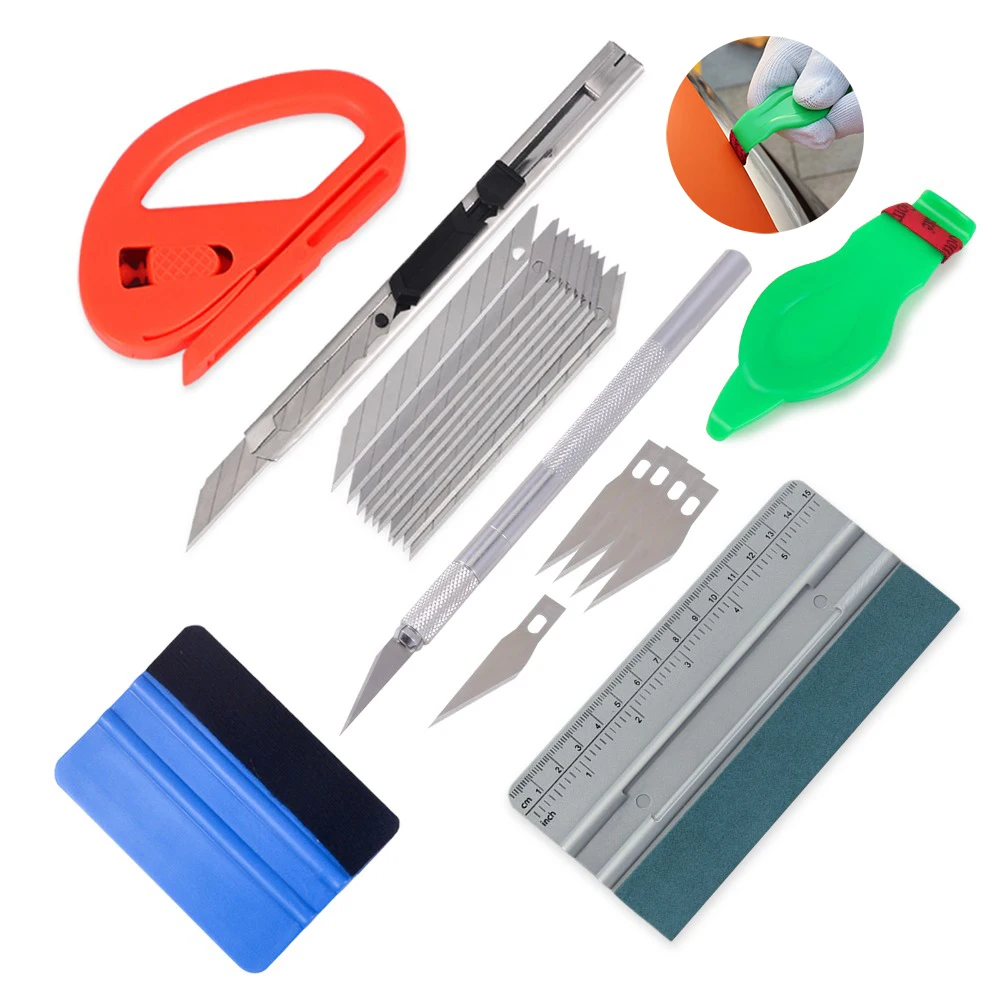 

EHDIS Vinyl Car Wrap Carbon Fiber Film Card Scale Squeegee Scraper Cutter Knife Auto Car Sticker Wrapping Accessories Tool Kit