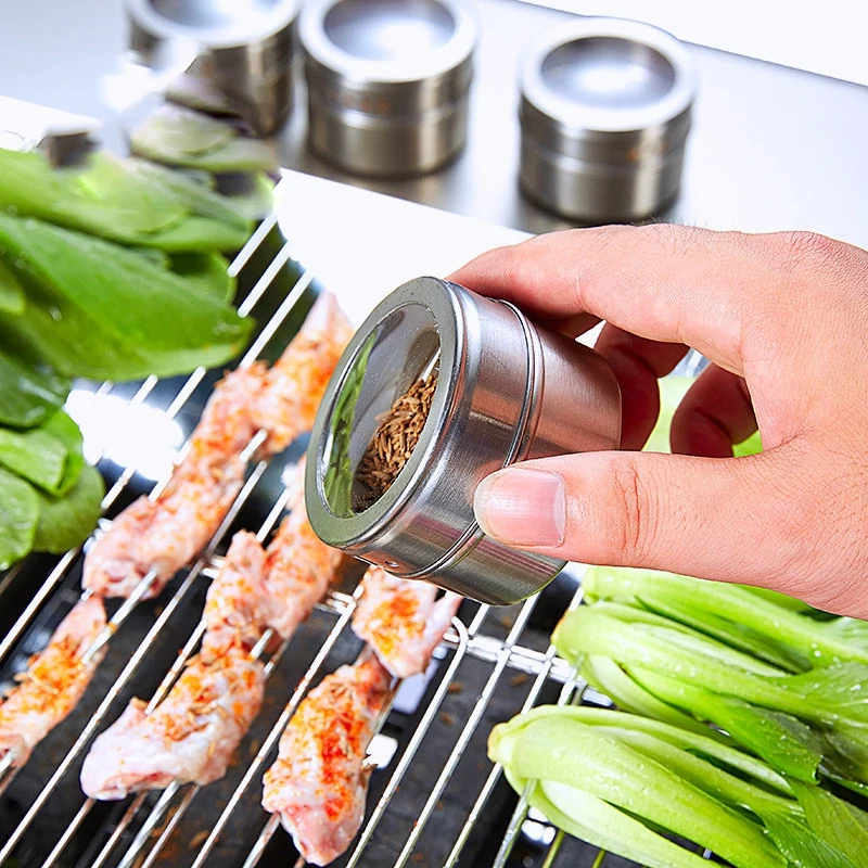 

2019 HOTMagnetic Spice Jar Stainless Steel Spice Tins Spice Container Pepper Seasoning Condiment Bottle For Outdoor Camping Picn