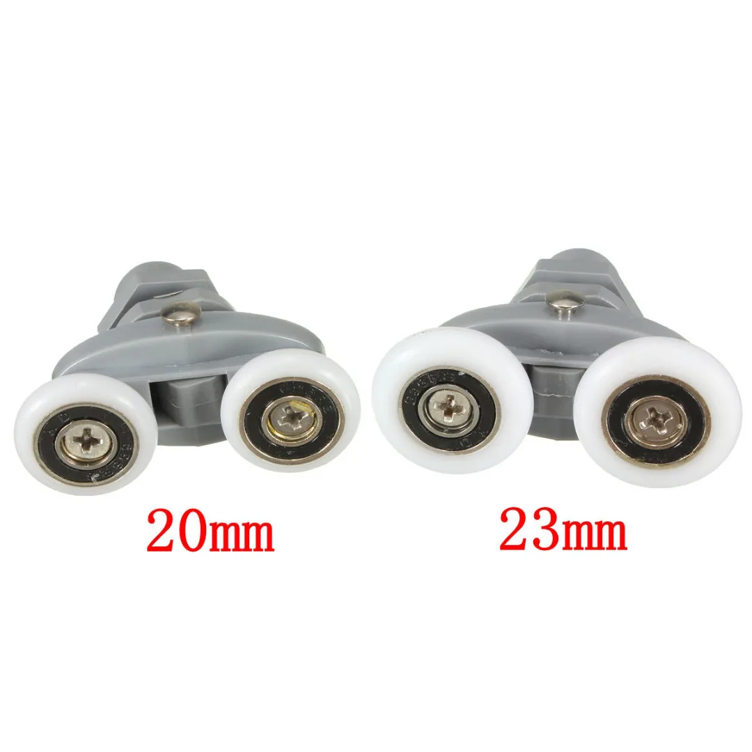 High Quality 4pcs/set Twin Shower Door Rollers Bathroom Door Runners Sliders  Wheels Zinc Alloy 20mm/23mm Mayitr