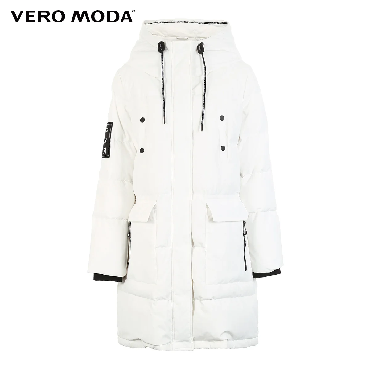 Vero Moda пуховик женский О товаре; Новинка Верхняя одежда с капюшоном и принтом сзади застежка-липучка длинный пуховик | 318312505