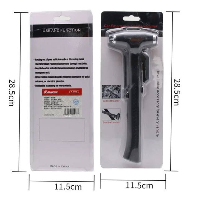Car Safety Hammer Emergency Escape Tool Car Seatbelt Cutter Class Window Punch Breaker with Long Handle Carbon Steel