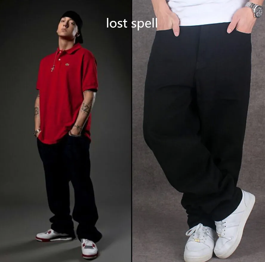 2018 Mens Hip Hop Loose Jeans Man Skateboard Dance Trousers Eminem