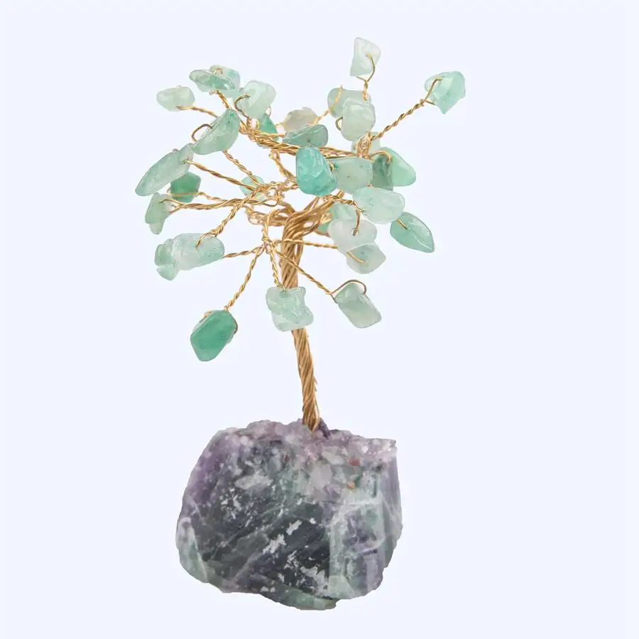 WALUOLAN 8 см Высокий Кристалл счастливые деньги камень дерево Статуэтка украшения фэн-шуй для богатства и удачи домашнего офиса Декор подарок на день рождения - Цвет: Green Aventurine