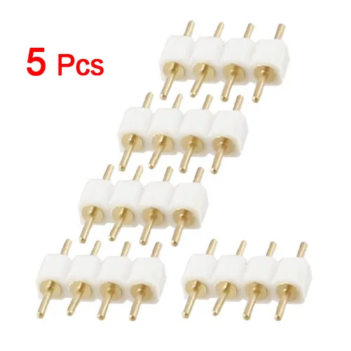 

5 Pcs Male to Male 4 PIN RGB Wire Connectors White for LED Strips