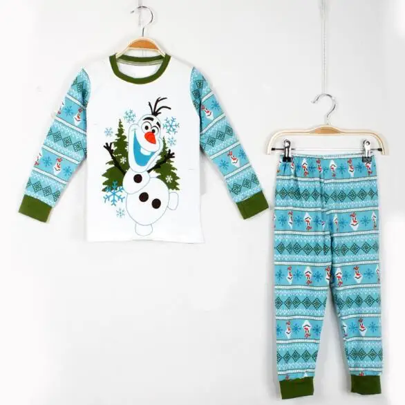 Новые рождественские детские пижамные комплекты из 2 предметов Одежда для мальчиков и девочек футболка с длинными рукавами и рисунком+ штаны, QW13 - Цвет: 15