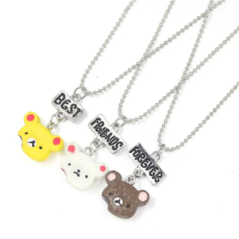 New Arrivals 3Pcs Set Best Friends Charms BFF Resin Cute Bear Sandwich