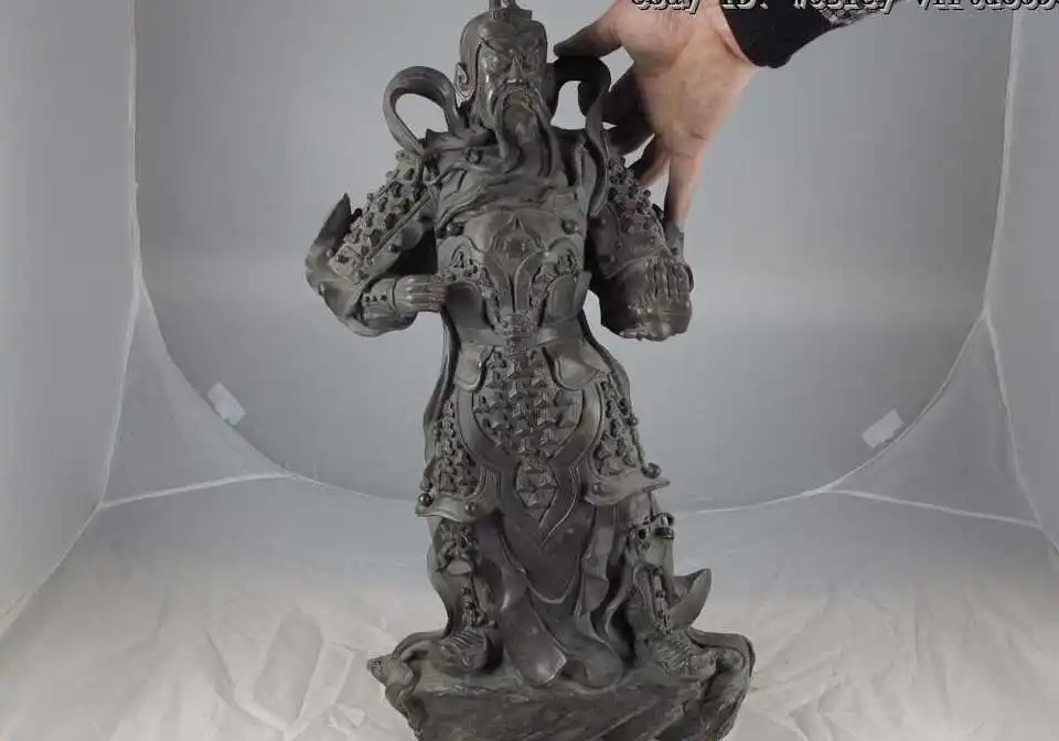 

22 Chinese Old Copper Bronze Feng Shui Guan Gong GuanYu Warrior God Art Statue
