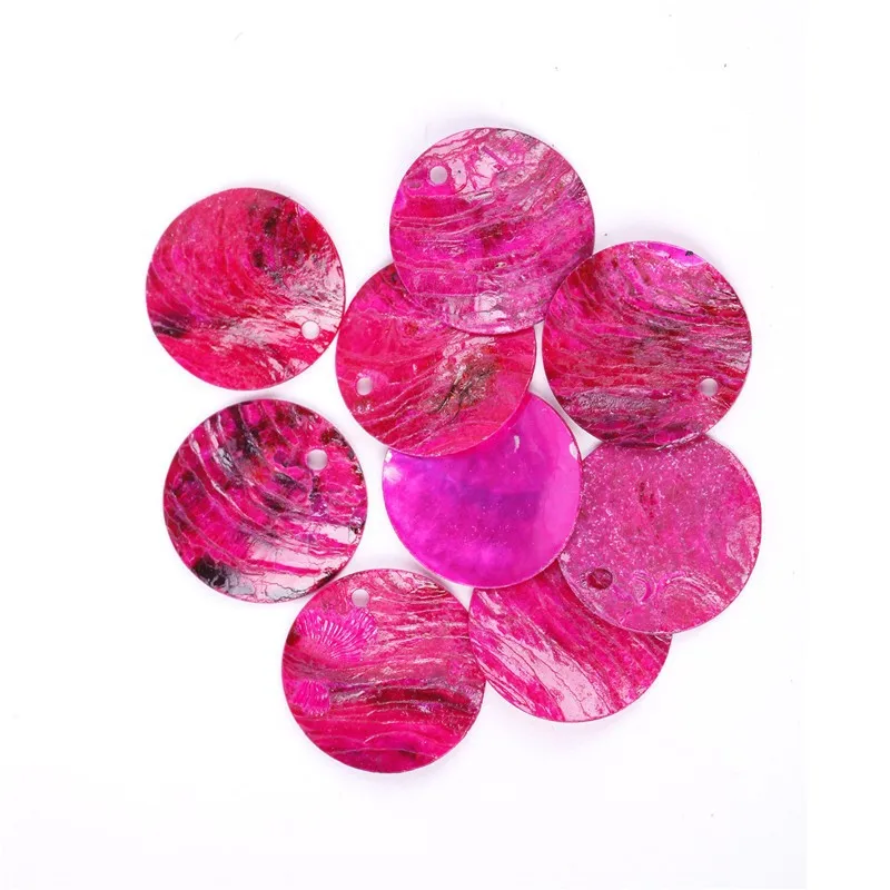 50 шт./лот 18 мм, плоские круглые бусины из натуральных раковин ракушка подвеска в виде монеты для бижутерии, материал для рукоделия Браслеты - Цвет: fuchsia