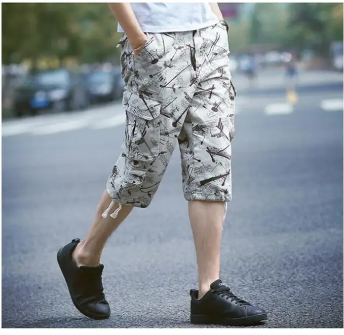 Мужские шорты Карго камуфляжные граффити спортивные карманные высокие уличные мужские модные Паркур принт буквы Летние повседневные