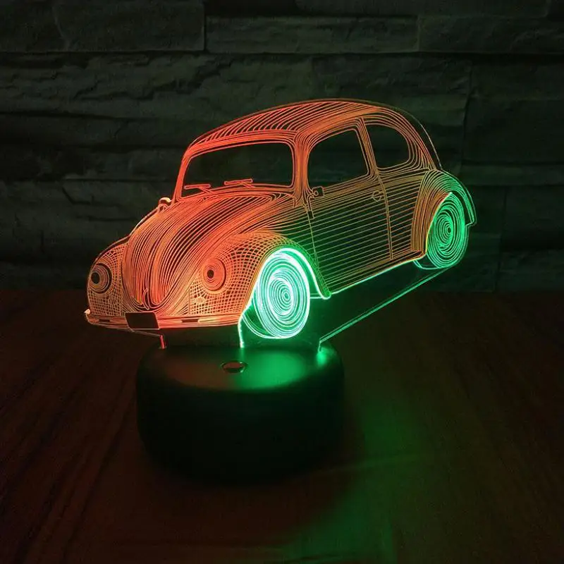 Автомобильный светодиодный 3d ночник креативная красочная сенсорная зарядка