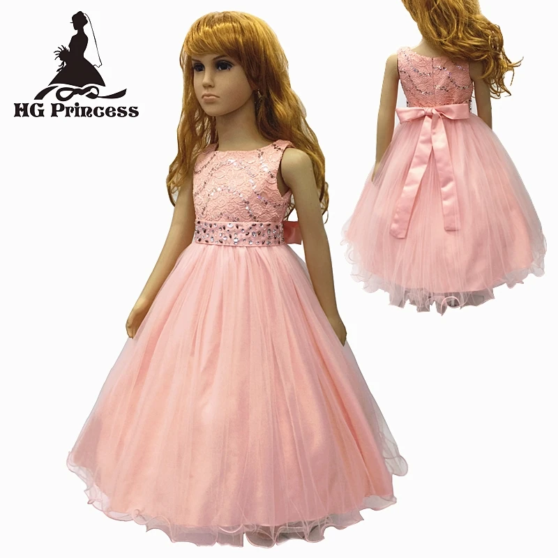

Cotton Lining 4T-12T Girl Party Dress 2018 New Arrival Mint Green Flower Girl Dresses For Weddings kids evening Gown With Bustle