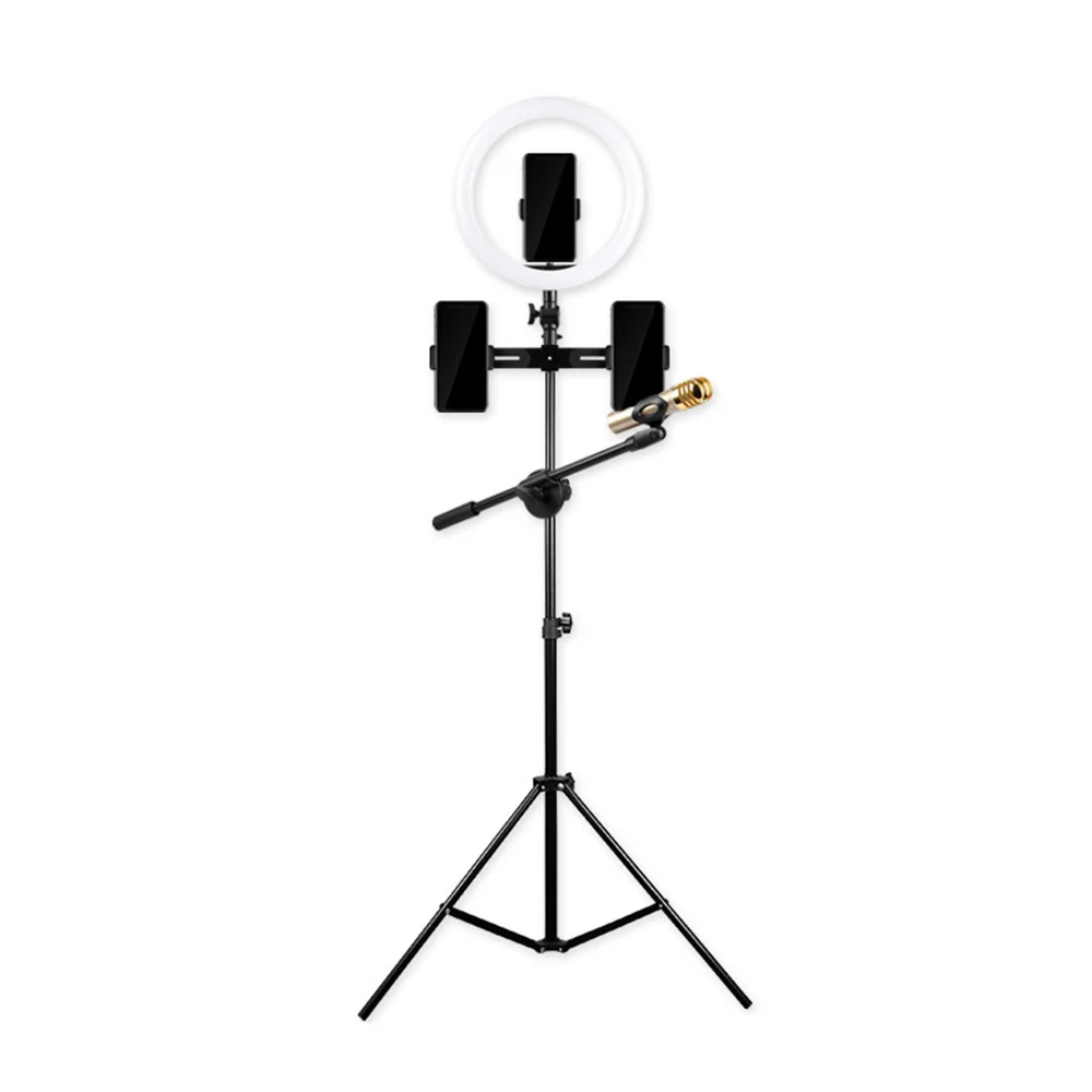 Светодиодный кольцевой светильник для селфи, студийный напольный кронштейн, держатель для мобильного телефона, штатив для фотосъемки, портативный, 3 стиля, инструменты для макияжа
