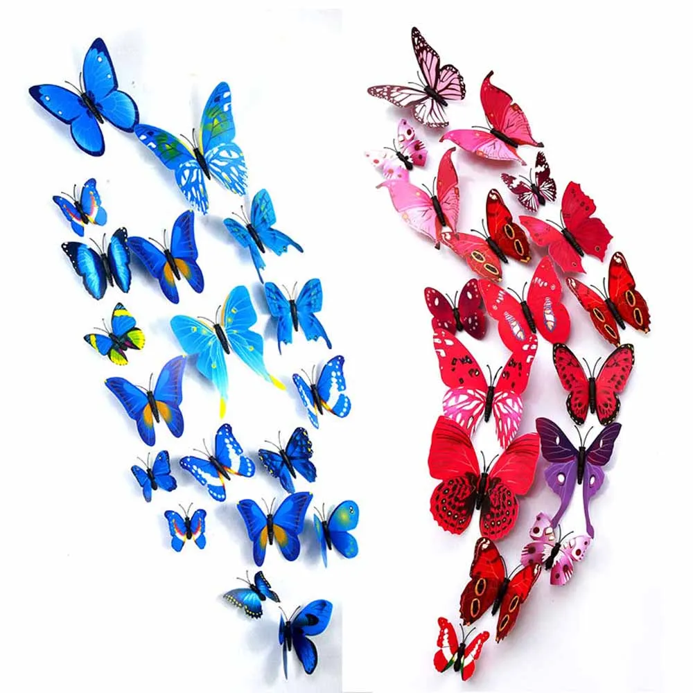 

12Pcs 3D Butterfly Wall Sticker on the wall for Home Decor DIY Butterflies Fridge Magnet stickers Room Decoration Kid Gift
