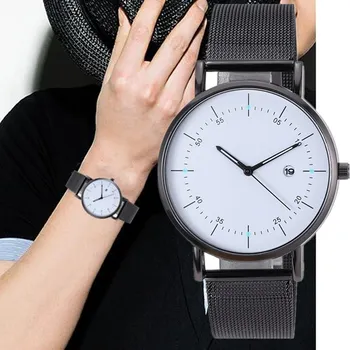 

Stainless Steel Mesh Black Men's Watch Luxury Brand Military Sport Calendar Watch Men Quartz Wrist Watches 2019 Reloj Hombre