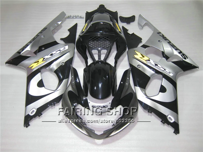 

Aftermarket body parts fairings for suzuki gsxr1000 00 01 02 silver black motorcycle fairing kit GSXR 1000 2000-2002 IV19