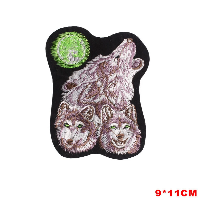 Wolf Head Iron on Patches for Clothing DIY Embroidery Stripe on Clothes Animal Sequin Applique Badge Applique Cloth Fabric Craft