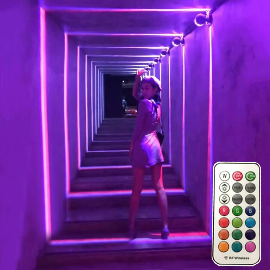 Thrisdar 360 градусов 10 Вт RGB светодиодный настенный светильник для окон порог дверь