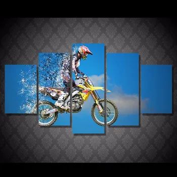 

5 Pcs/Set Framed HD Printed Motocross Car Leap Blue Sky Picture Wall Art Canvas Print Decor Poster Abstract Canvas Oil Painting