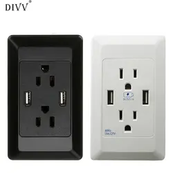 Divv счастливый дом двойной 2 USB безопасности Зарядное устройство США штекером розетки Розетки