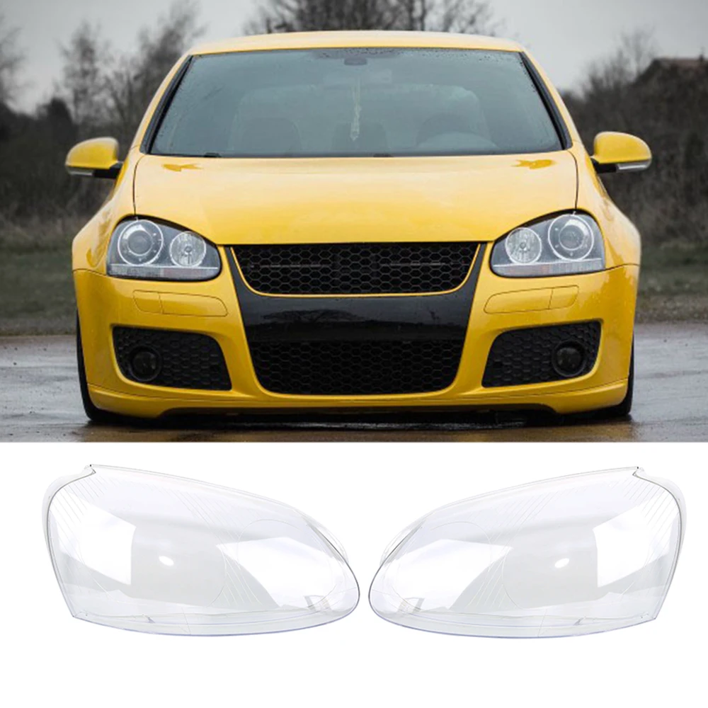 2pcs Headlight Head Lamp Lenses Clear Lens Covers For VW Golf MK5 2005