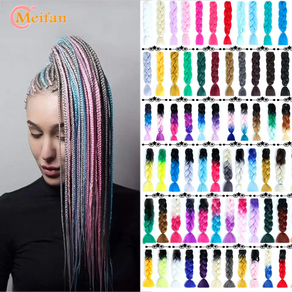 Meifna Long Hair Braids Black Brown Color Ombre Jumbo Braiding