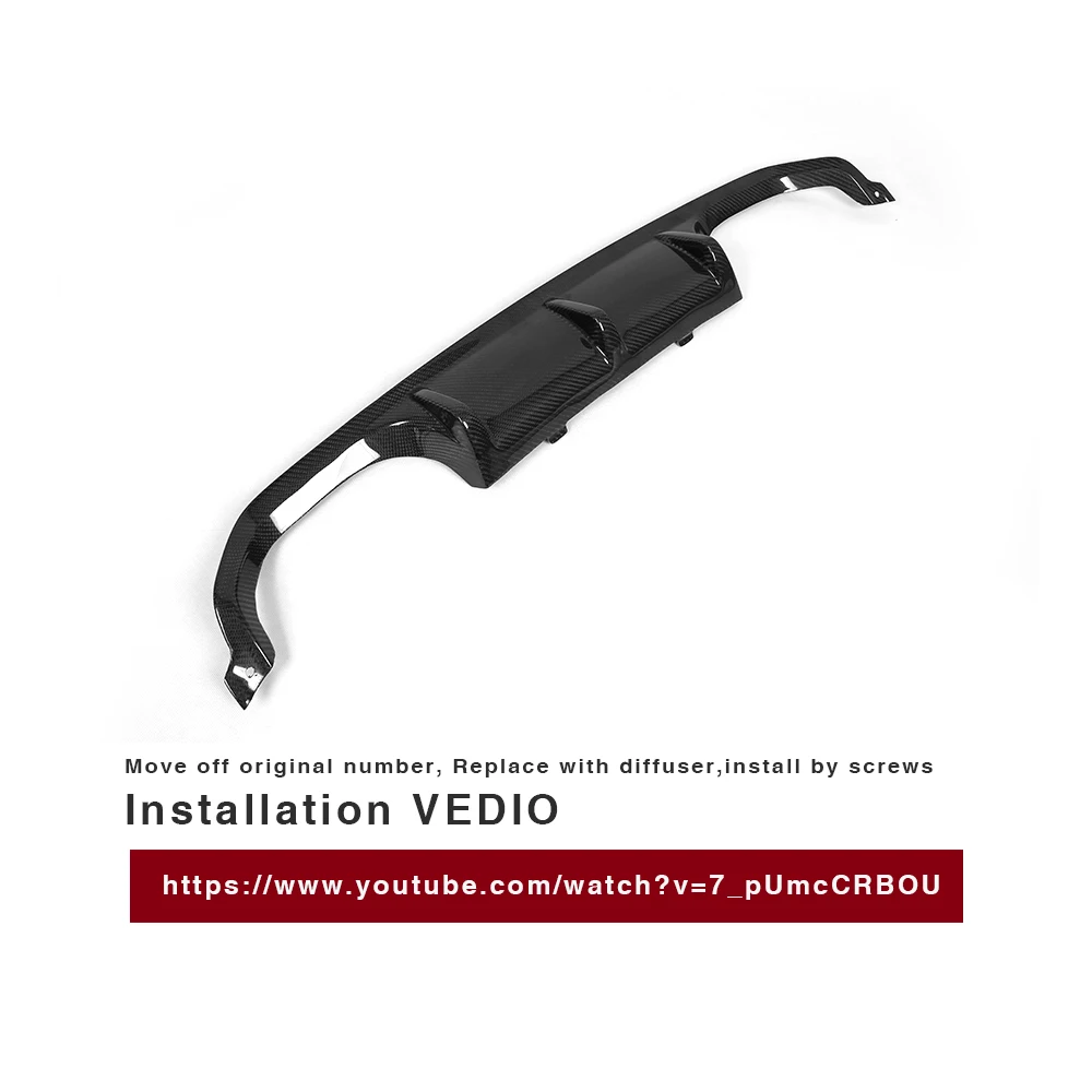 Car Rear Diffuser for BMW F80 M3 F82 F83 M4 14-19 Standard Convertible Carbon Fiber Rear Bumper Diffuser Lip Spoiler Black FRP