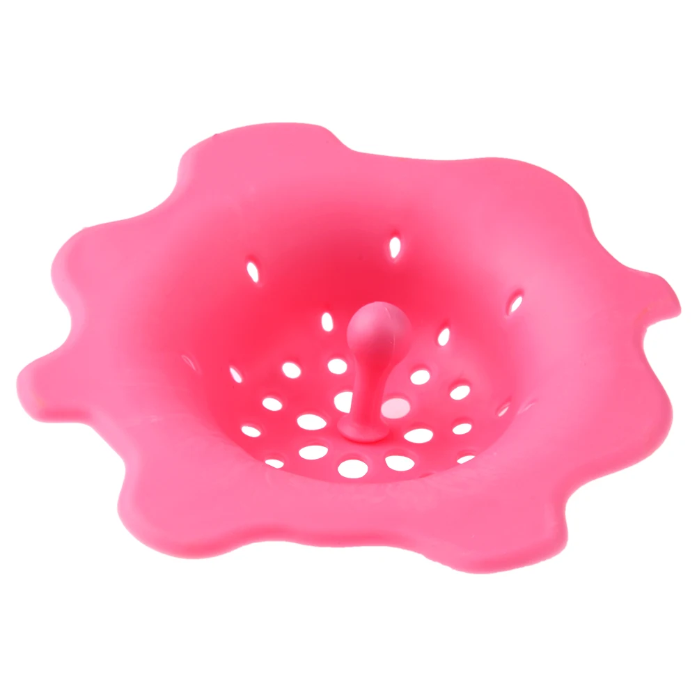 Многофункциональный цветок, кухонный канализационный фильтр для раковины, Сливная крышка, пробка для волос, дуршлаги, силиконовые кухонные фильтры, гаджеты для ванной комнаты - Цвет: Розовый