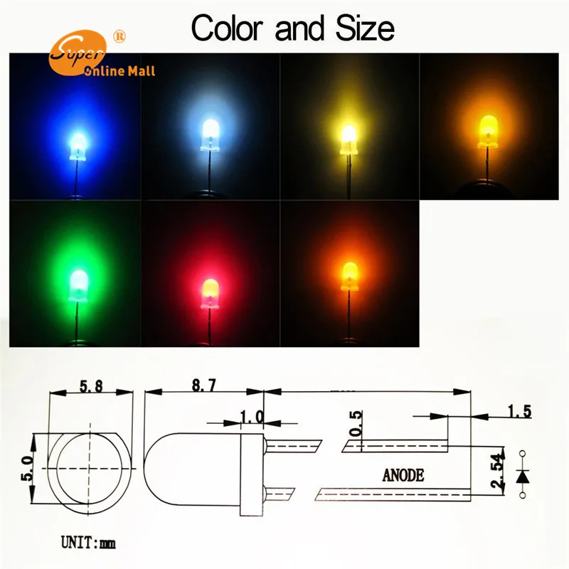 100 шт. зеленый матовый LED 5 мм светодиодные лампы 5 мм светящиеся Диоды DIY Kit