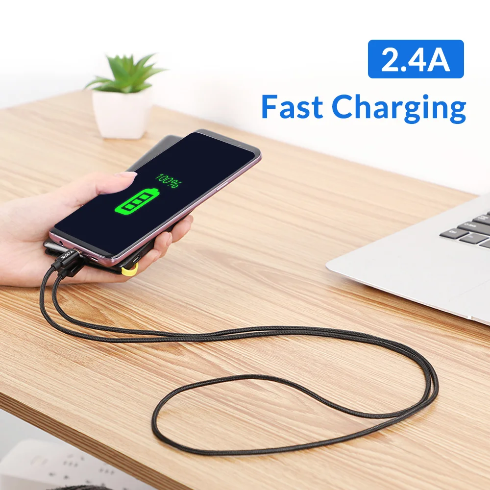 5-Pack TOPK Micro USB Cable Nylon Braided Data Sync Charger Cable For Samsung S6 S7 huaweiP8 Xiaomi redmi 4x mobile phone cables