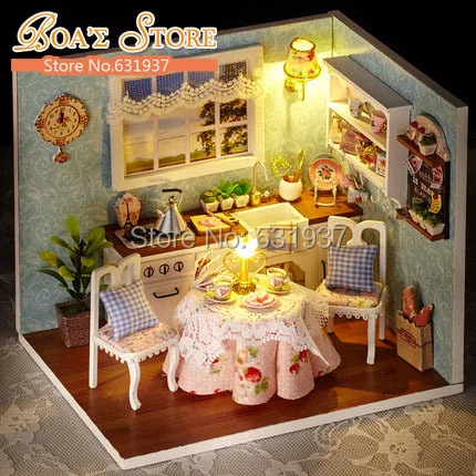 Diy миниатюра деревянный кукольный домик с мебелью Миниатюрные аксессуары головоломка игрушки модельные наборы игрушки День рождения Рождественский подарок
