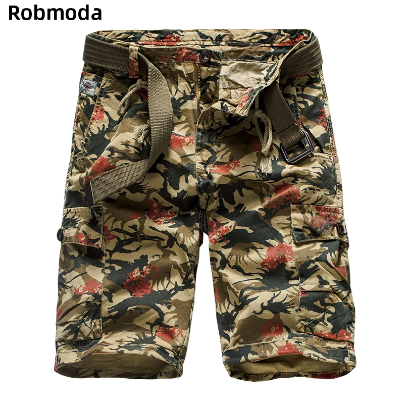 Мужские модные камуфляжные шорты Карго с цветочным принтом хлопковые повседневные военные Короткие штаны летняя уличная одежда удобные камуфляжные