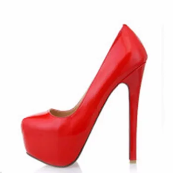 

2015 the new fashion of beautiful red (white) 16 cm high-heeled shoes Pu leather shoes of the four seasons. Size: 35-43