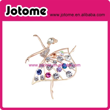 

Fashion Ballerina Ballet Dancer Girl Full Colourful Rhinestone Cute Angle Brooches Pins Wholesale
