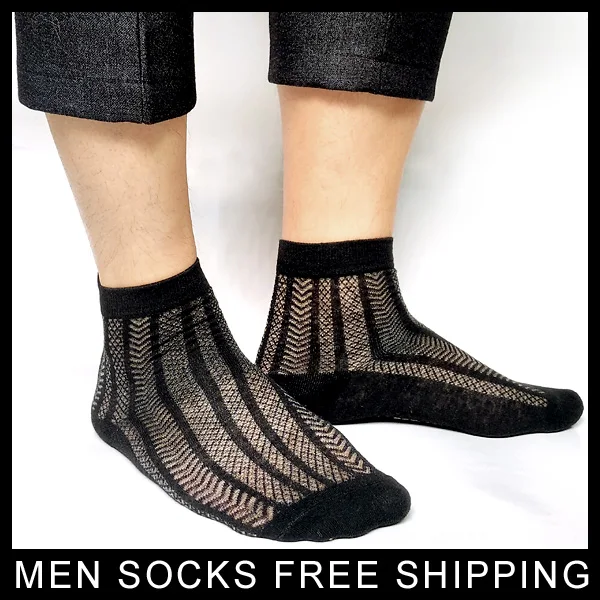 Новое поступление, мужские сетчатые носки, хлопковые брендовые, хорошего качества, сексуальные, вечерние носки, черные, мужские, прозрачные носки, Sox