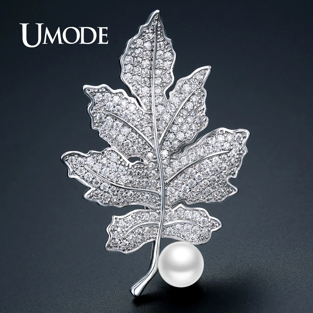 

UMODE Large Bouquet Plant Leaf Women Brooches Imitation Pearl Vintage Brooch & Pins Hijab Fashion Jewelry Christmas Gifts UX0022