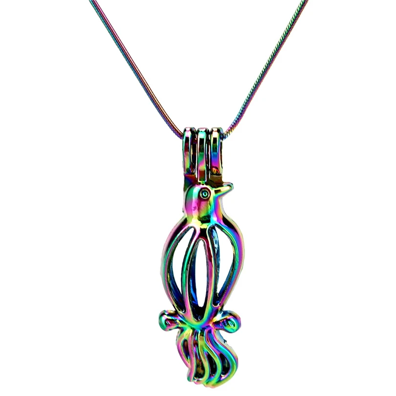 22&quot Rainbow Color Snake Chain Pick a Pearl Bird Cage Locket Aroma Essential Oil Diffuser (S-PC-585) | Украшения и аксессуары